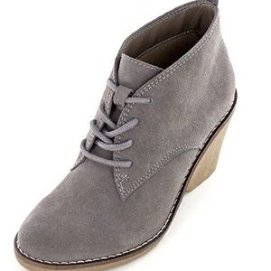 White Mountain Dark Taupe Suede Wedge Bootie